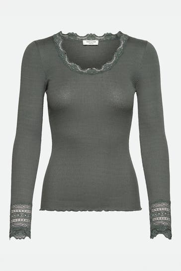 ROSEMUNDE Seidenmix-Longsleeve smaragdgrün