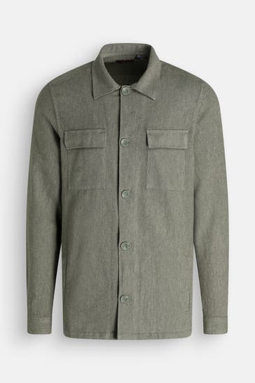 NEW ZEALAND AUCKLAND Leinenmix-Hemd oliv