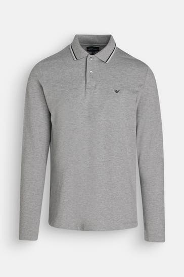 EMPORIO ARMANI Langarm-Polo grau