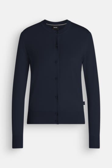 BOSS - Woll-Strickjacke nachtblau
