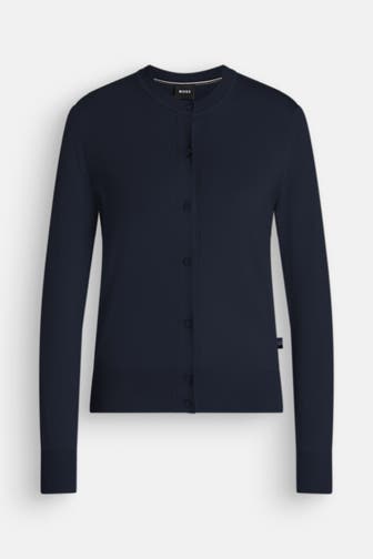 BOSS Woll-Strickjacke nachtblau