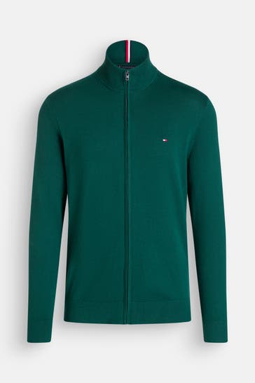 TOMMY HILFIGER Strickjacke tannengrün