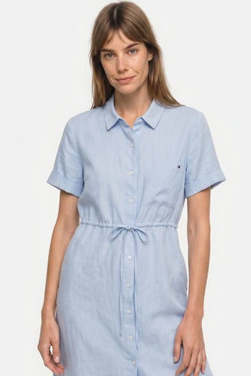 TOMMY HILFIGER Leinenkleid hellblau