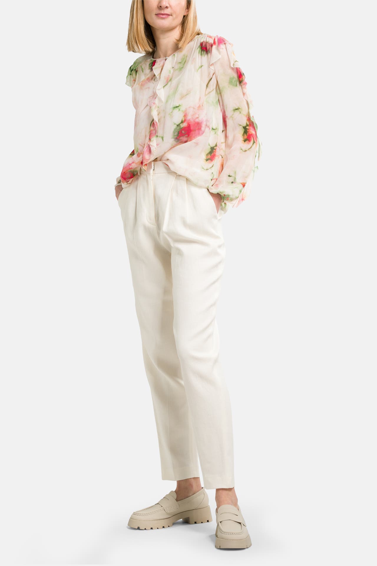 BOSS Leinenmix-Stoffhose 'Tefike' ecru, Bild 1