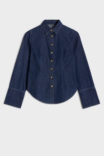 7 FOR ALL MANKIND Jeansbluse dunkelblau