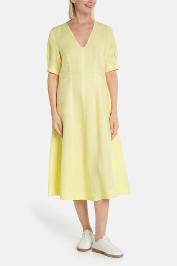 RIANI Yellow linen dress