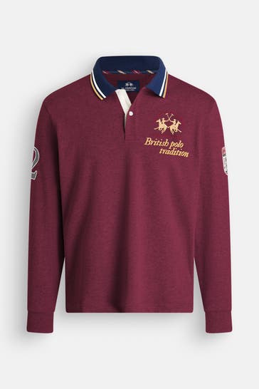 LA MARTINA Longsleeve-Polo bordeaux