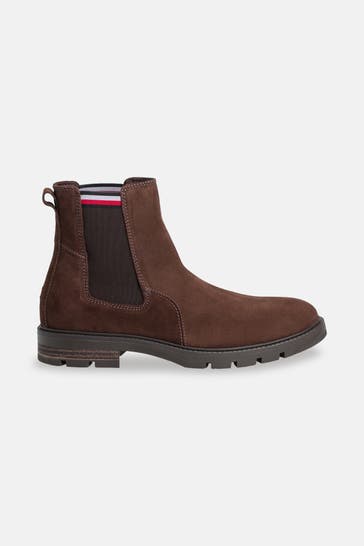TOMMY HILFIGER Leder-Chelsea-Boots 'Gaspard' dunkelbraun