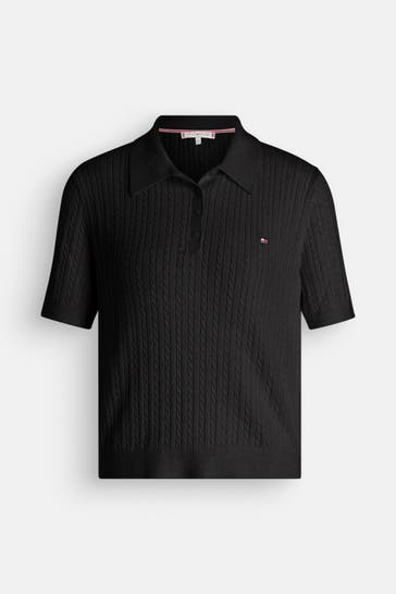 TOMMY HILFIGER Strick-Polo schwarz