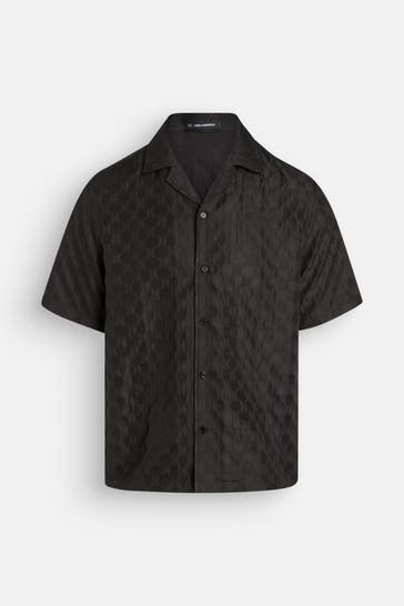 KARL LAGERFELD Kurzarmhemd schwarz
