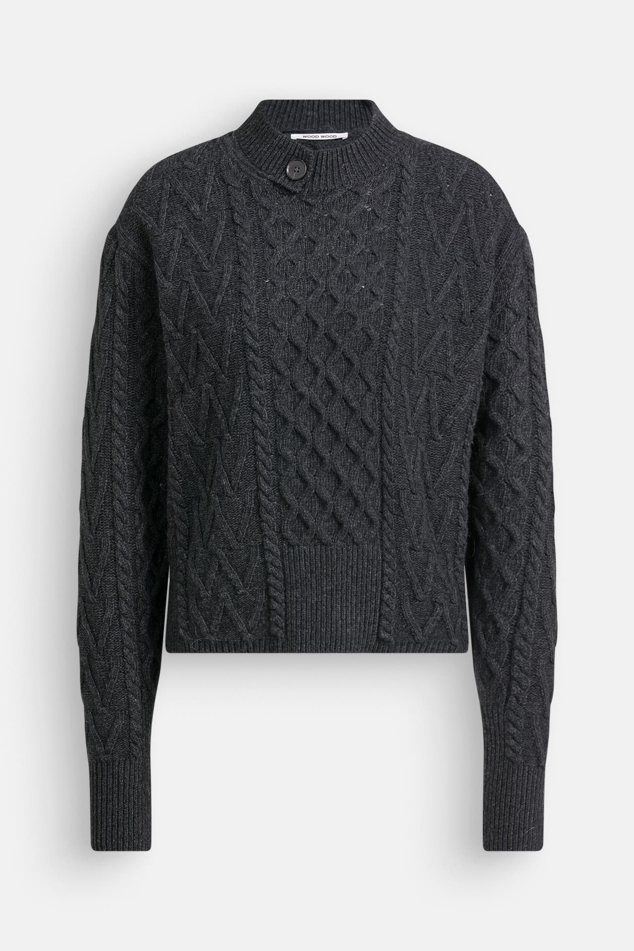 WOOD WOOD Strickpullover 'Tania Aran' dunkelgrau, Bild 1