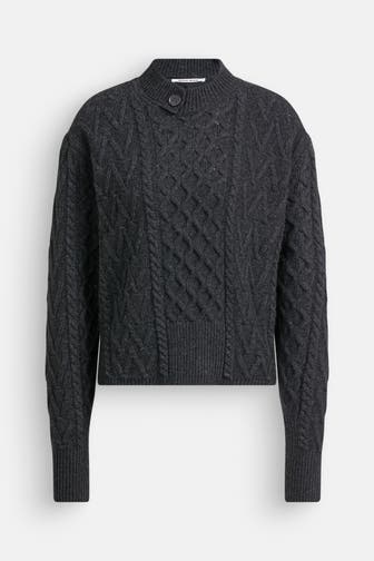 WOOD WOOD Strickpullover 'Tania Aran' dunkelgrau