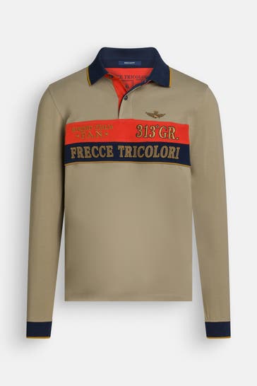 AERONAUTICA MILITARE Langarm-Polo graugrün