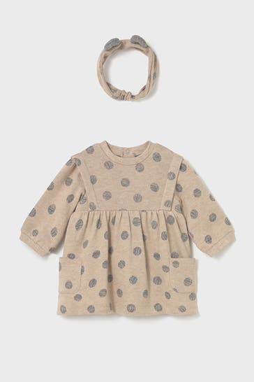 MAYORAL Set: Strick-Kleid & Haarband beige