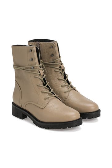 GEOX Lederschnürstiefel 'Hoara' greige