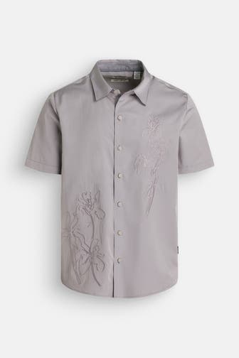 SCOTCH & SODA Kurzarmhemd grau Regular Fit