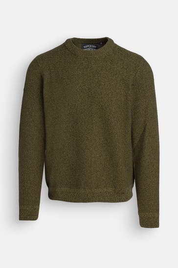 SUPERDRY Khaki mottled Knit Sweater