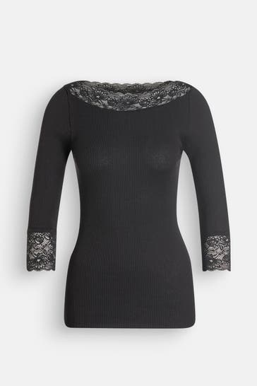 ROSEMUNDE Seidenmix-Spitzenshirt 'Beatha' schwarz