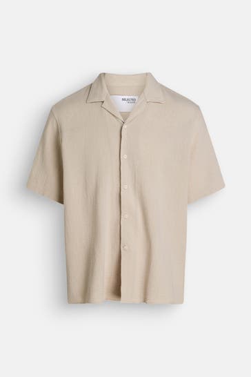 SELECTED Kurzarmhemd beige Relaxed Fit