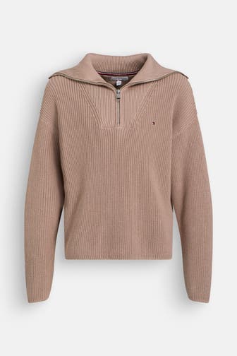 TOMMY HILFIGER Strick-Troyer hellbraun