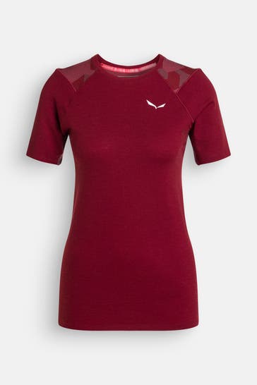 SALEWA Wollmix-Shirt weinrot