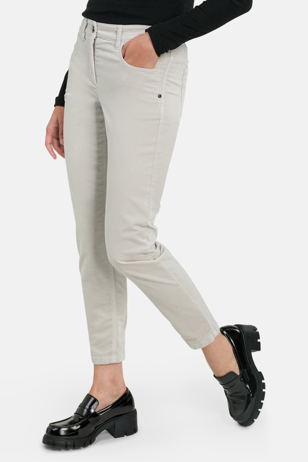 Luisa Cerano Barrel Style Cotton Denim Jean Cream