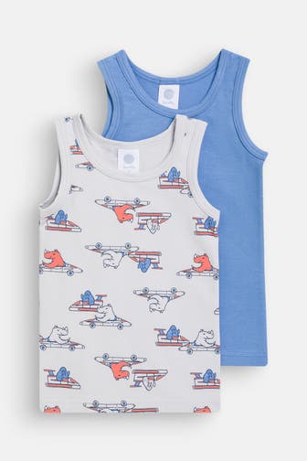 SANETTA 2er Pack Unterhemden hellblau-gemustert