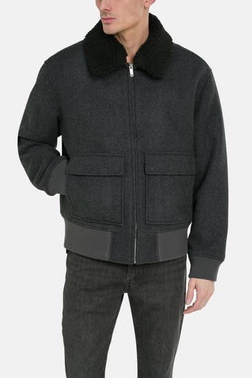 CALVIN KLEIN Wollmix-Jacke dunkelgrau