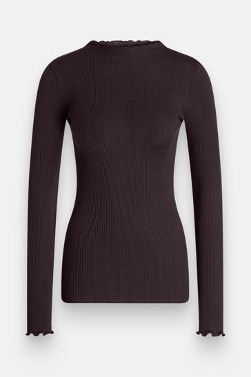 ROSEMUNDE Seidenmix-Longsleeve dunkelbraun