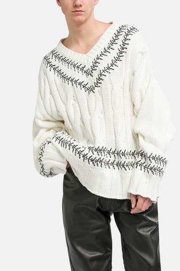 ROUGH. Strickpullover weiß gemustert