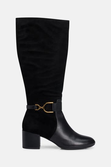 GEOX Leder-Stiefel 'Elena' schwarz