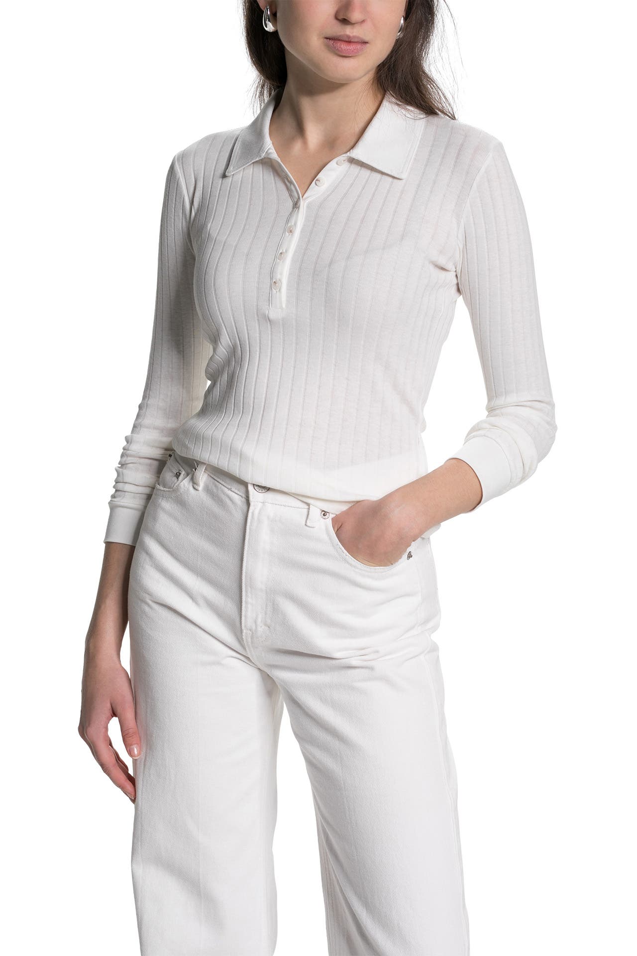 Long Sleeve Pullover in Off White