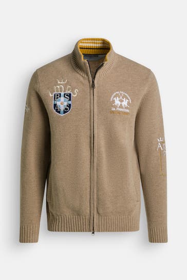 LA MARTINA Wollmix-Strickjacke greige