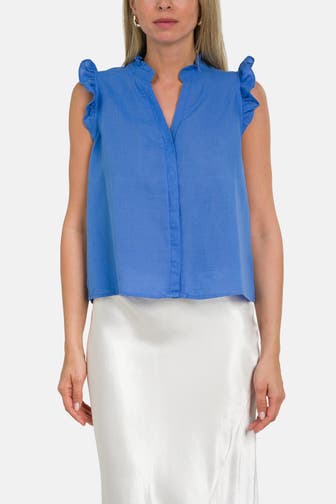 NEO NOIR Leinenmix-Top blau