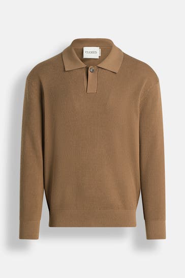 CLOSED Langarm-Polo braun