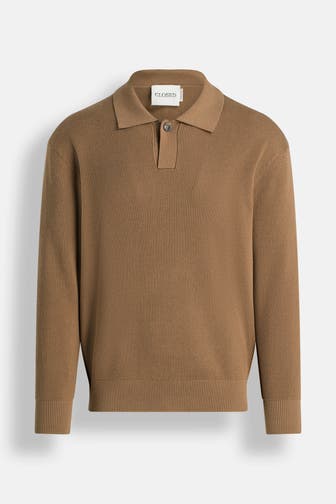 CLOSED Langarm-Polo braun