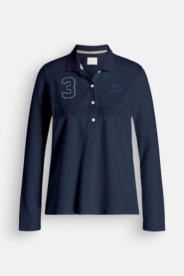 LA MARTINA Langarm-Polo dunkelblau