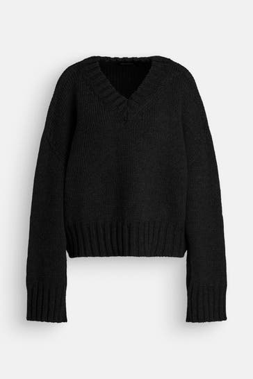 BLACK PALMS Wollmix-Pullover 'Vee' schwarz