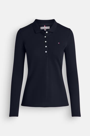 TOMMY HILFIGER Langarm-Polo schwarzblau