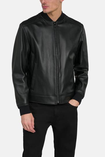 BOSS Lederblouson 'Malba' schwarz