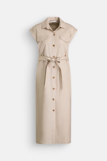BARBOUR Leinenmix-Kleid 'Birdie' beige