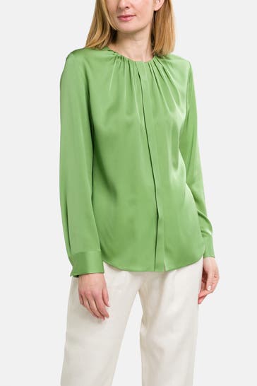 BOSS Seiden-Blusenshirt grün