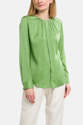 BOSS Seiden-Blusenshirt grün