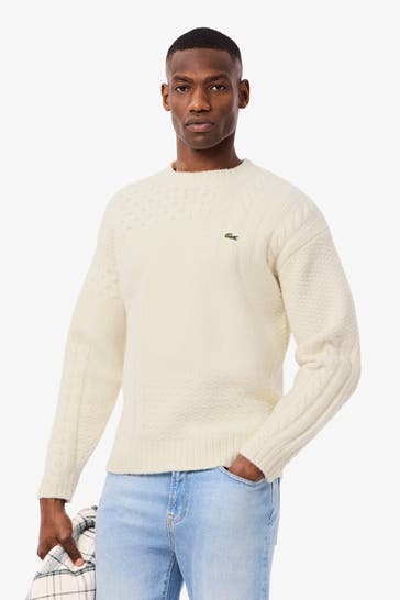 LACOSTE Wollmix-Strickpullover ecru