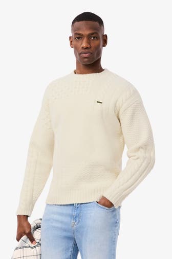 LACOSTE Wollmix-Strickpullover ecru