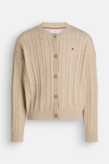 TOMMY HILFIGER Strickjacke hellbraun