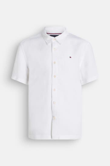 TOMMY HILFIGER Leinenmixhemd weiß Relaxed Fit