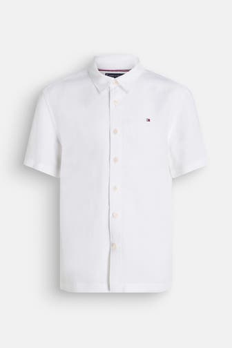 TOMMY HILFIGER Leinenmixhemd weiß Relaxed Fit