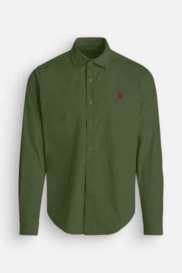 U.S. POLO ASSN. Cord-Hemd tannengrün