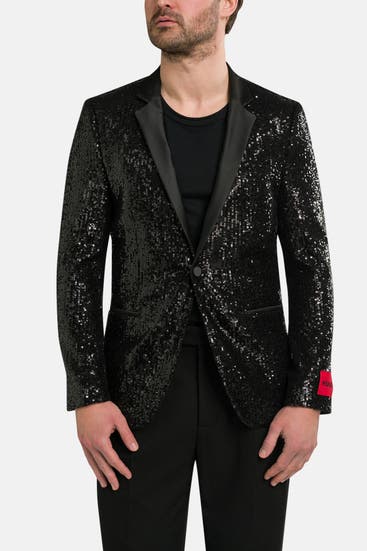 HUGO - Pailletten-Sakko 'Arti' schwarz